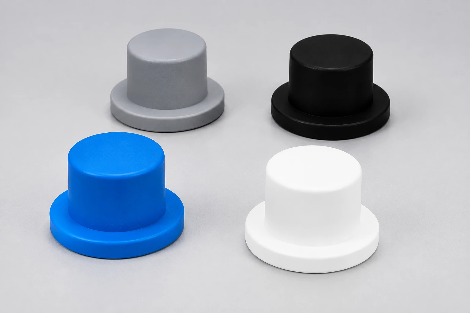 Solid blue, gray, white and black butyl rubber stoppers